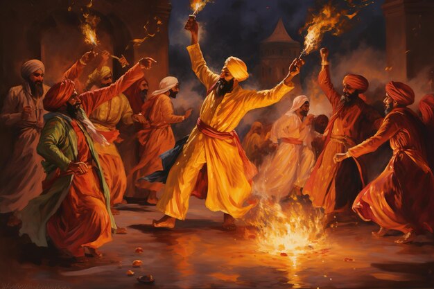 isolated illustration of lohri dance high quality