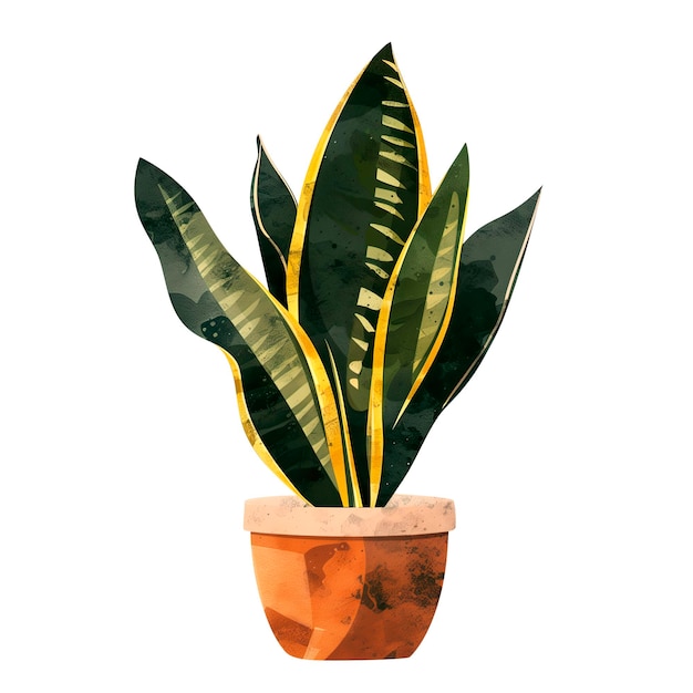 Isolated illustration of a snake plant in pot