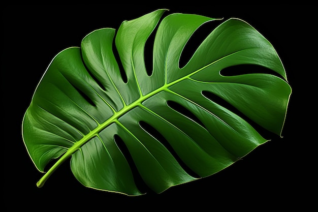 トロピカル・モンステラ (Tropical Monstera) の葉を描いた白い背景の画像