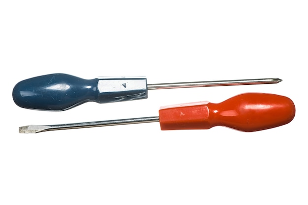 Photo isolated image of flat and cross screwdrivers