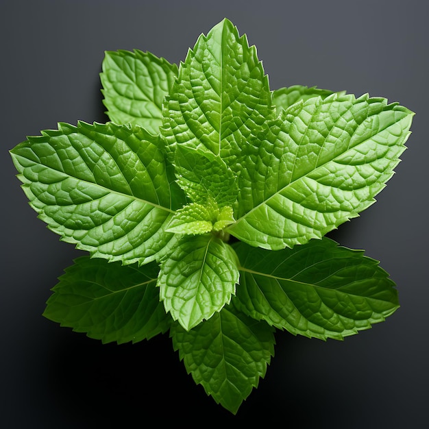 Isolated image of a fragrant mint leaf capturing its refresh photoshoot top view and professional