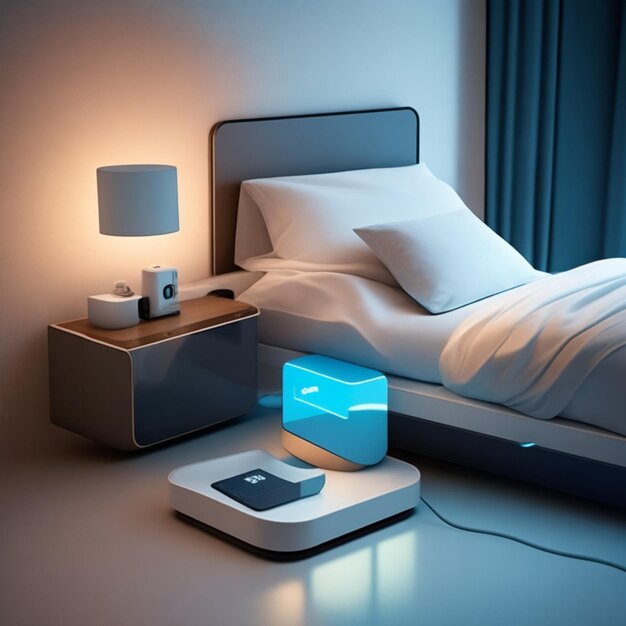 Photo isolated image of a highend bedroom gadget highlighting its modern features