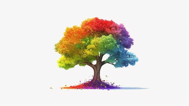 Isolated image of a rainbow tree Generative AI