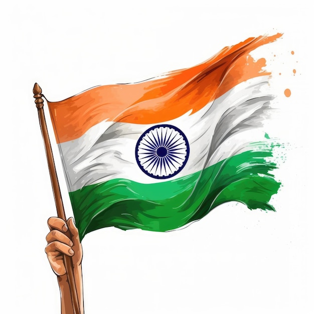 孤立したインド国旗イラスト 8 月 15 日インドの独立記念日生成 ai