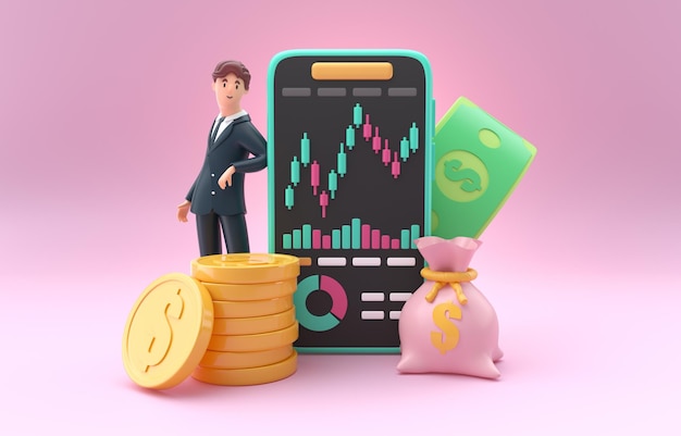 Isolated Investment App 3D Illustration