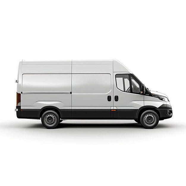 Photo isolated of iveco daily electric electric cargo van 2023 model highroof on white background photo