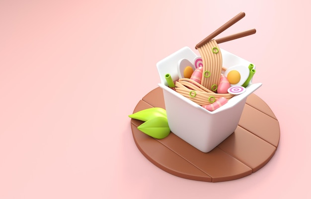 孤立した日本食 3 D イラストレーション