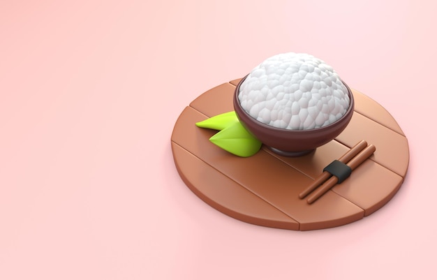 Isolated Japanese Food 3D Illustration