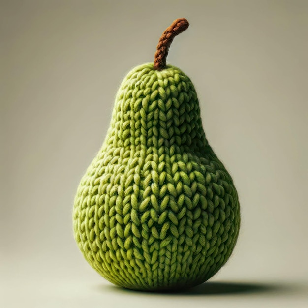 Isolated Knitted Pear Knitted Fruit Concept