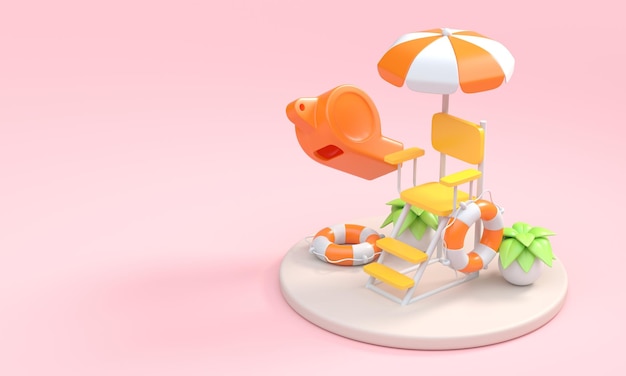 Isolated Lifeguard Stand 3D Illustration