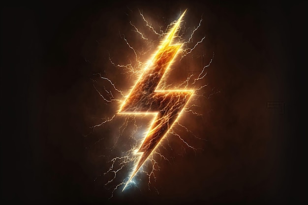 Isolated lightning bolt on dark background for compositing