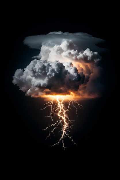 isolated lightning and thundercloud