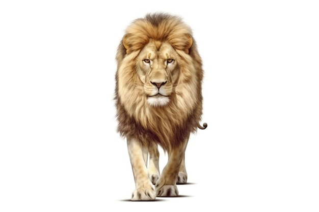 Isolated Lion on White Background Generative AI