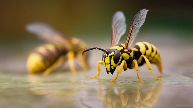 Isolated macro shot of a paper wasp