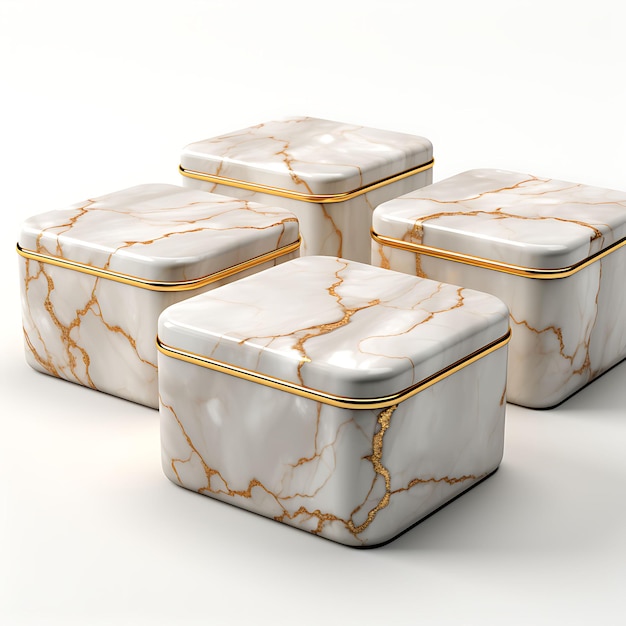 Isolated of Majestic Marble Box Marble Patterned Box Pvc Material Box Ra on White Background Blank