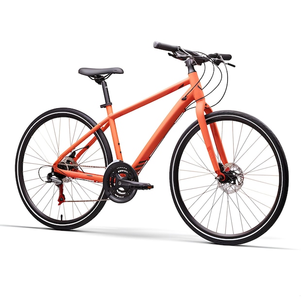 Photo isolated of marin fairfax sc2 bike cycle hybrid bike type orange color c on white background photo