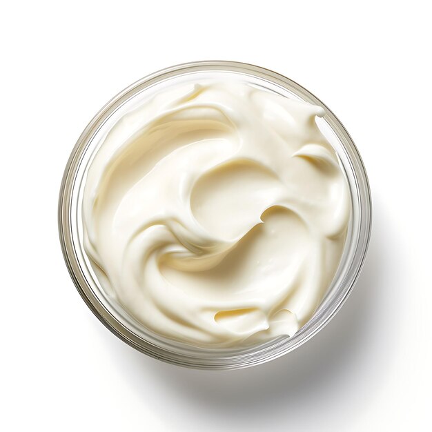 Photo isolated of mayonnaise highlighting its creamy texture and r top view shot on white background