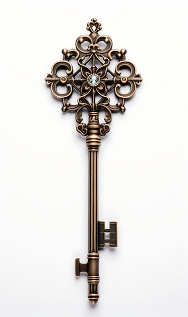 Isolated of Medieval Key Pendant Medieval Inspired Pendant Made of Bra Clipart Game Asset Concept