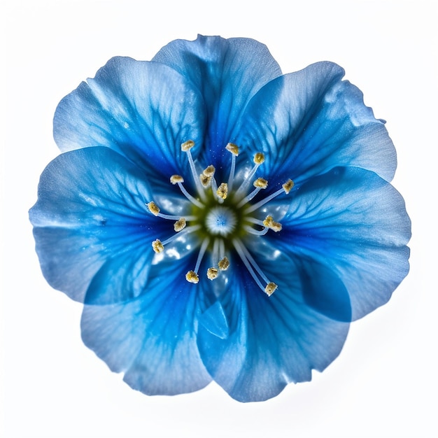 Фото Изолированный мини-синий цветок на прозрачном фоне