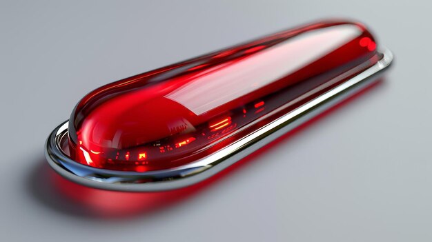 Photo isolated mockup of a red badge of a closed employee with light scuffs on white