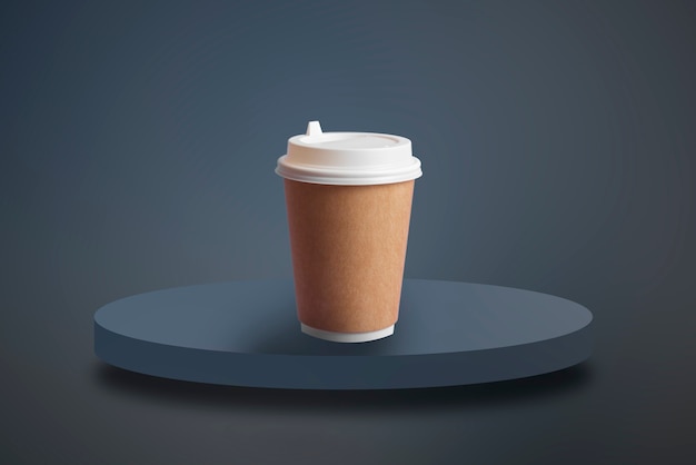 A isolated mockup template of a paper takeaway coffe cup