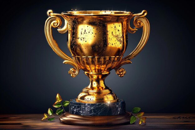 Isolated modern golden trophy