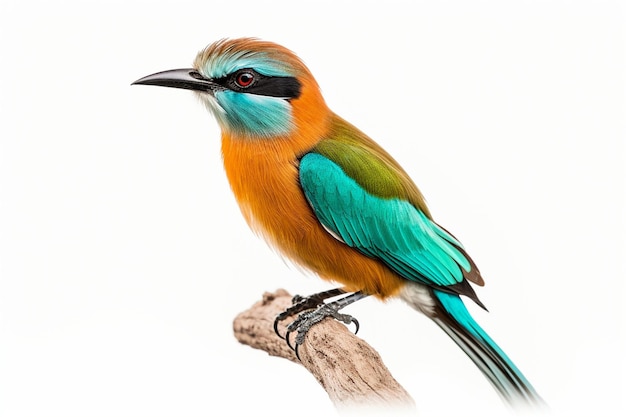 Photo isolated motmot on white background generative ai