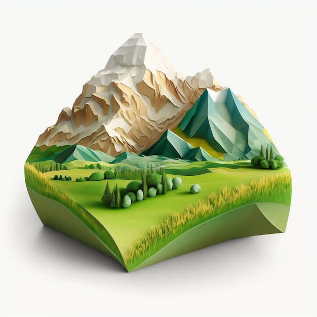 Isolated Mountain Land A Green Field Piece of Earth Generative AI