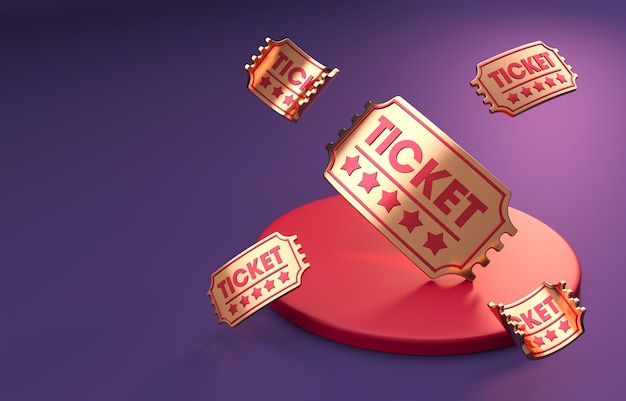 Isolated Movie Ticket 3D Illustration