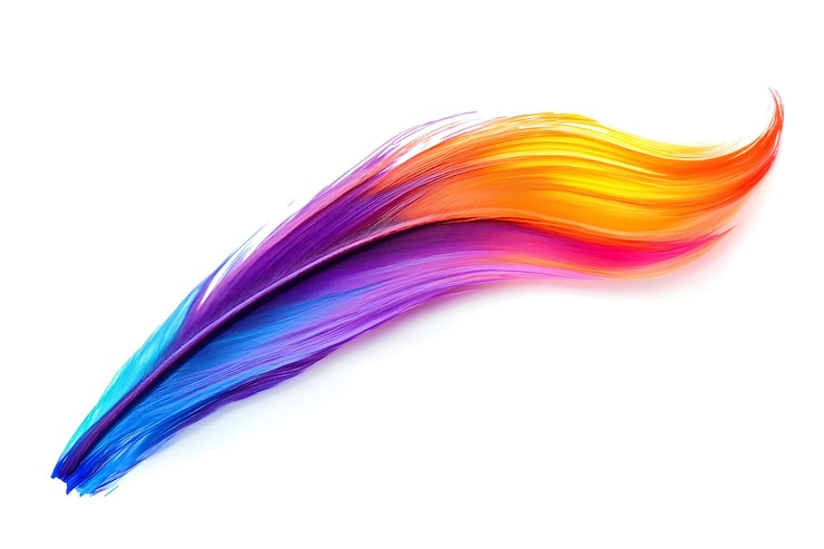 Photo isolated multicolor brush stroke on a white background acrylic paint texture with copy space