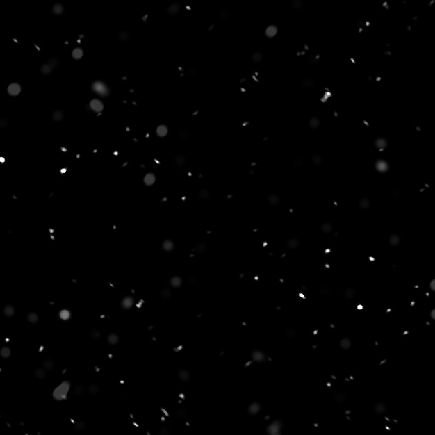 Isolated natural white snow texture effect on black night background