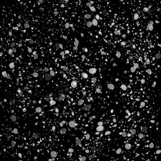 Isolated natural white snow texture effect on black night background