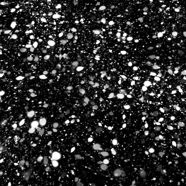 Isolated natural white snow texture effect on black night background