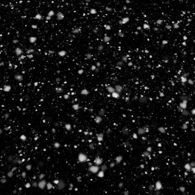 Isolated natural white snow texture effect on black night background