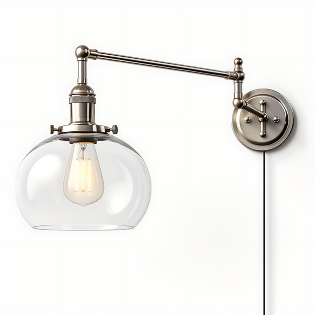 Isolated of Nickel Swing Arm With Contemporary Pendant Lamp Globe Brushe Content Creator Podcast