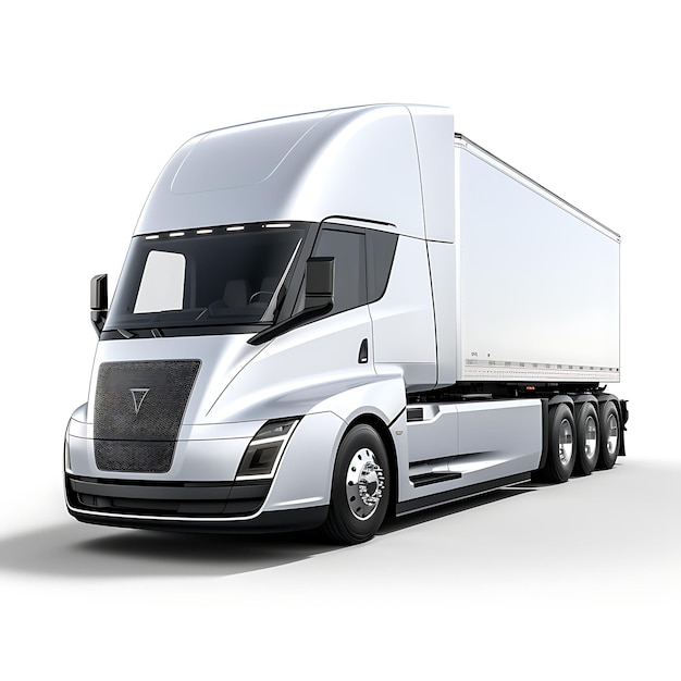 Photo isolated of nikola tre electric semi truck late 2023 model sleek aerodyn on white background photo