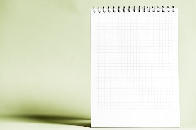 Isolated notebook with spiral on the green background