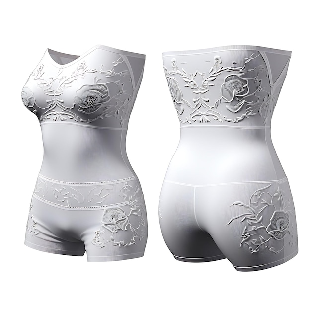 Isolated of Floral Embroidered Pantie and Bra Set Intricate Floral Embro 3D Design Concept Ideas