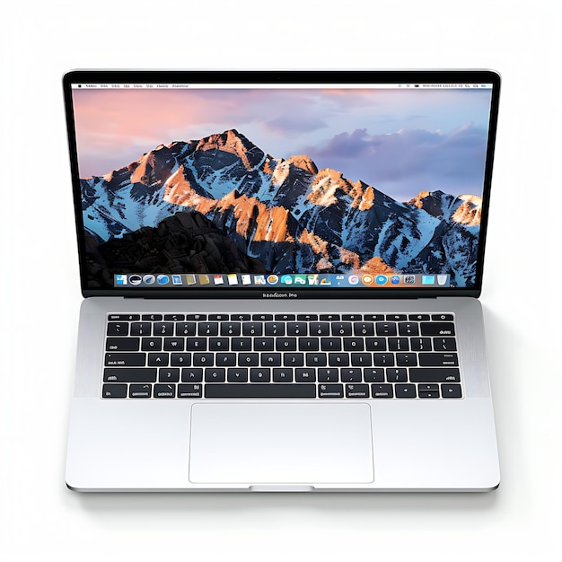 写真 macbook pro 13 inch m1 laptop top view ホワイトバックグラウンドをホワイトバックグラウンドに分離