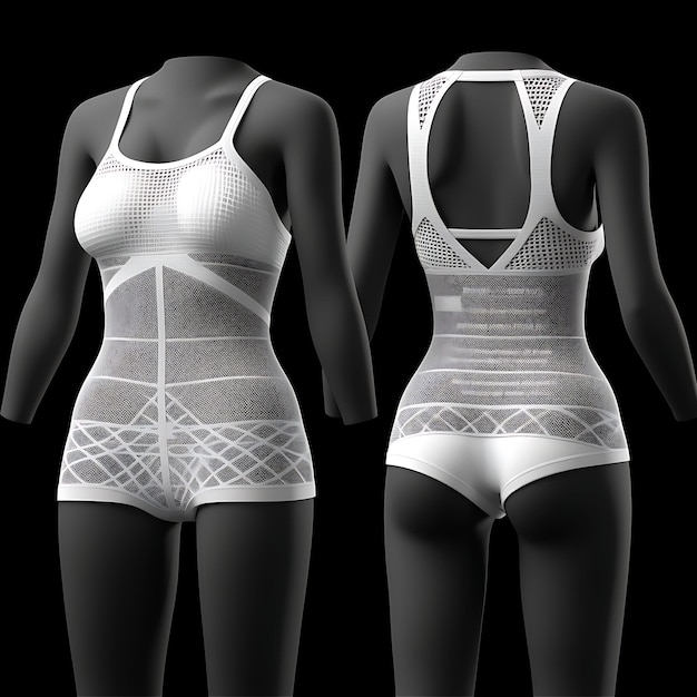 Isolated of Mesh Boyshort Pantie and Bra Set Breathable Mesh Polyester B 3D Design Concept Ideas