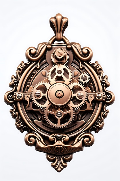 Фото Изолированный из steampunk gear amulet steampunk themed pendant изготовленный из oxidi clipart концепция игрового актива