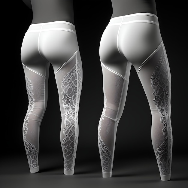 Isolated of Thigh High Lace Briefs Silk Wireless Material Polyester Wire White Blank Clean Fashion