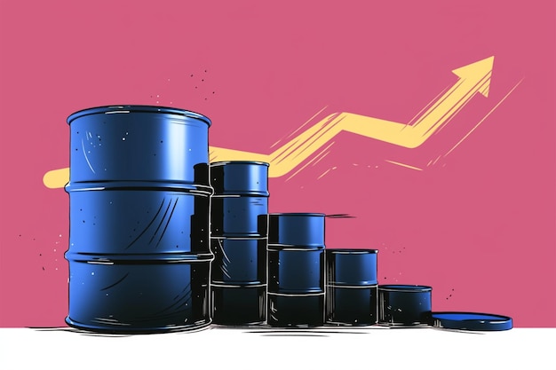 Photo isolated oil drum with bar chart symbolizing price surge