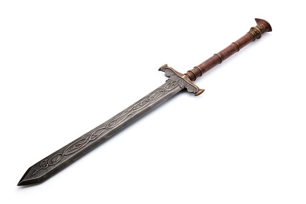 Isolated old sword on white background