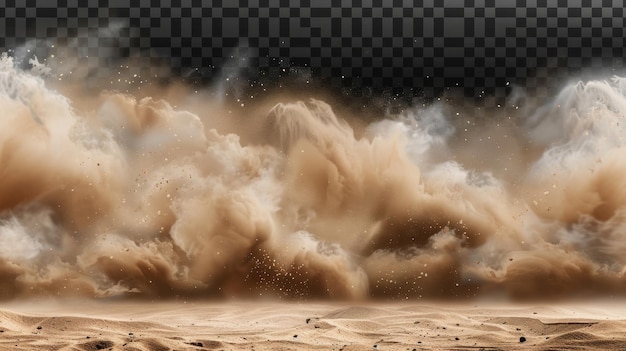 사진 투명한 배경에 고립 된 갈색 먼지 구름과 모래는 사막에서 바람과 함께 날아가고 현실적인 질감 현대 일러스트레이션