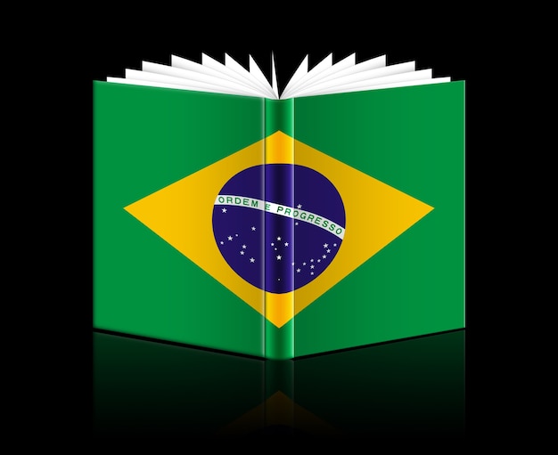 Isolated open book depicting brazil flag