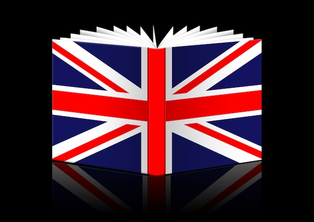 Isolated open book depicting flag of Great Britain