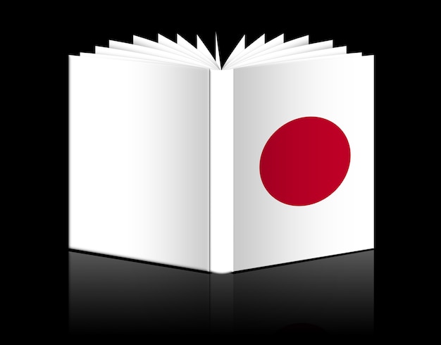 Isolated open book depicting flag Japan