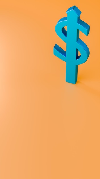 上昇する矢印の金のサインを持つ孤立したオレンジ色のステージ 青い色の投資と金融のテーマ