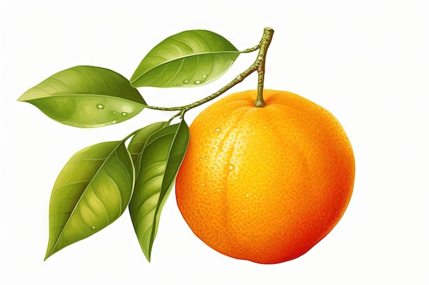 Isolated orange with leaves on white background